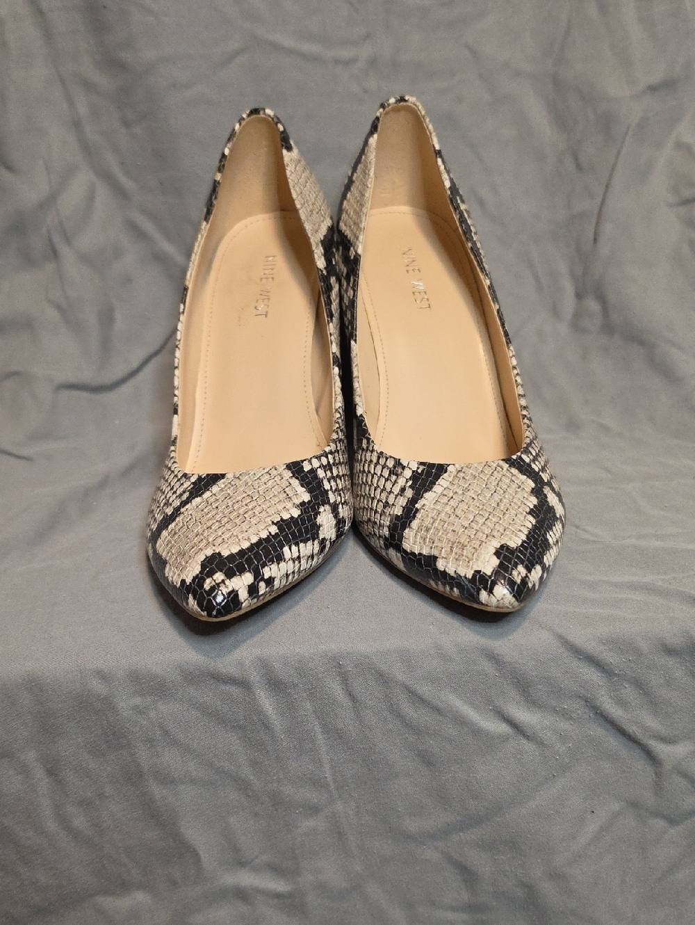 Nine West Snake Print Block Heel Pumps - Picture 2 of 5